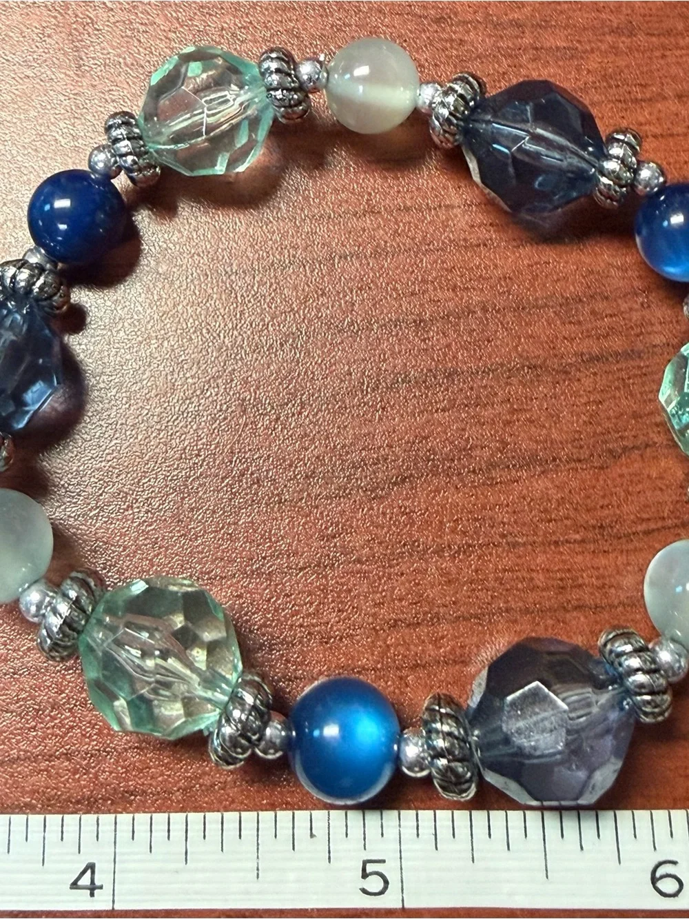 Two (2) Faceted Blue & Aqua Beaded Stretch Bracelets